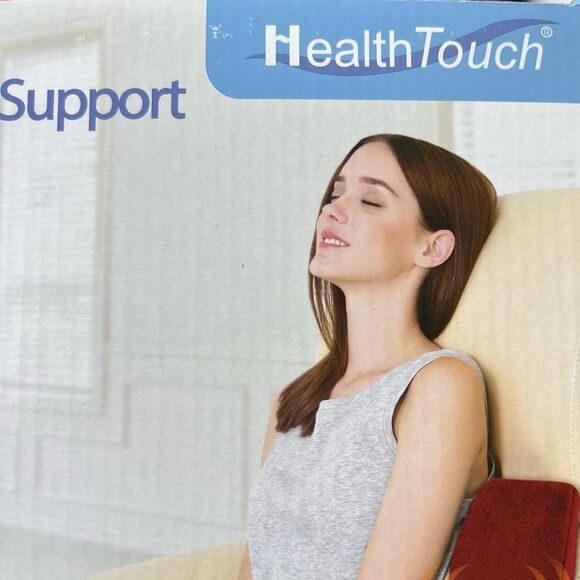 HealthTouch Red Memory Foam Massaging Lumbar Support Back Neck Massage - Picture 5 of 10